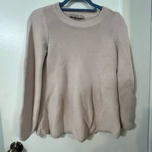 LOFT Women's Light Pink Crew Neck Sweater